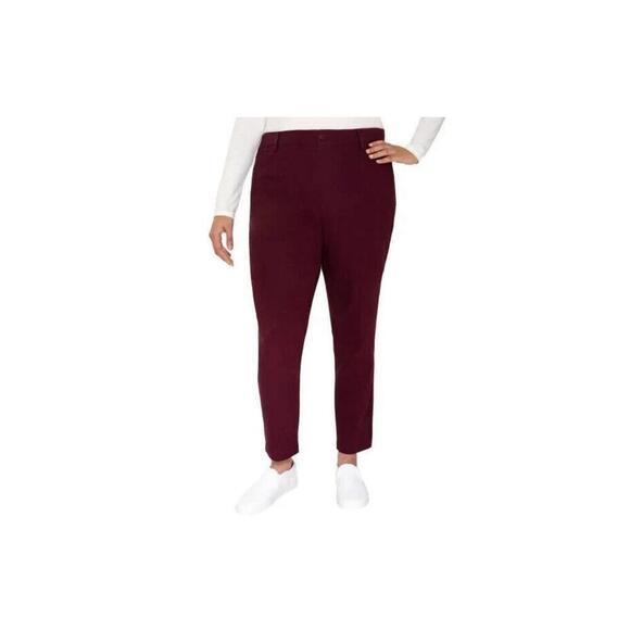 Pants - Mario Serrani Women's Textured Pull On Pants, Burgundy, Size.XL.  BL